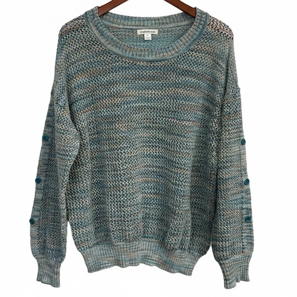 JohnPaulRichard Sweaters - HP🎉 John Paul Richard XL Open Knit Sweater - Multicolor Button Sleeves EUC